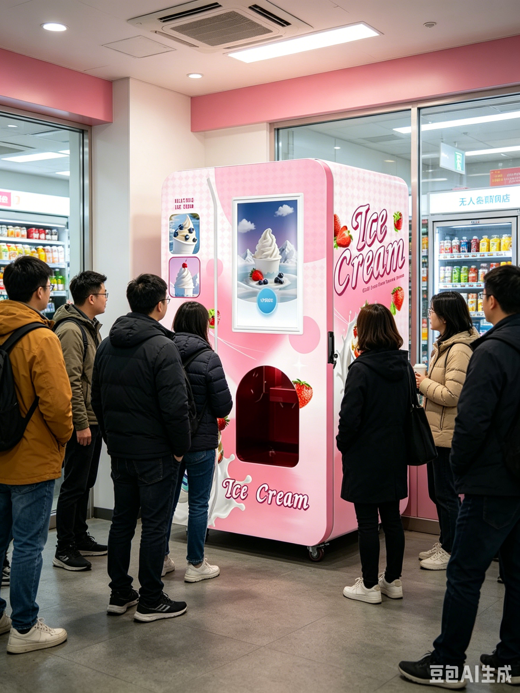 2026 Factory Fully Automatic Ice Cream Vending Machine Touch Screen Self Service Soft Ice Cream Maker with Multiple Payment