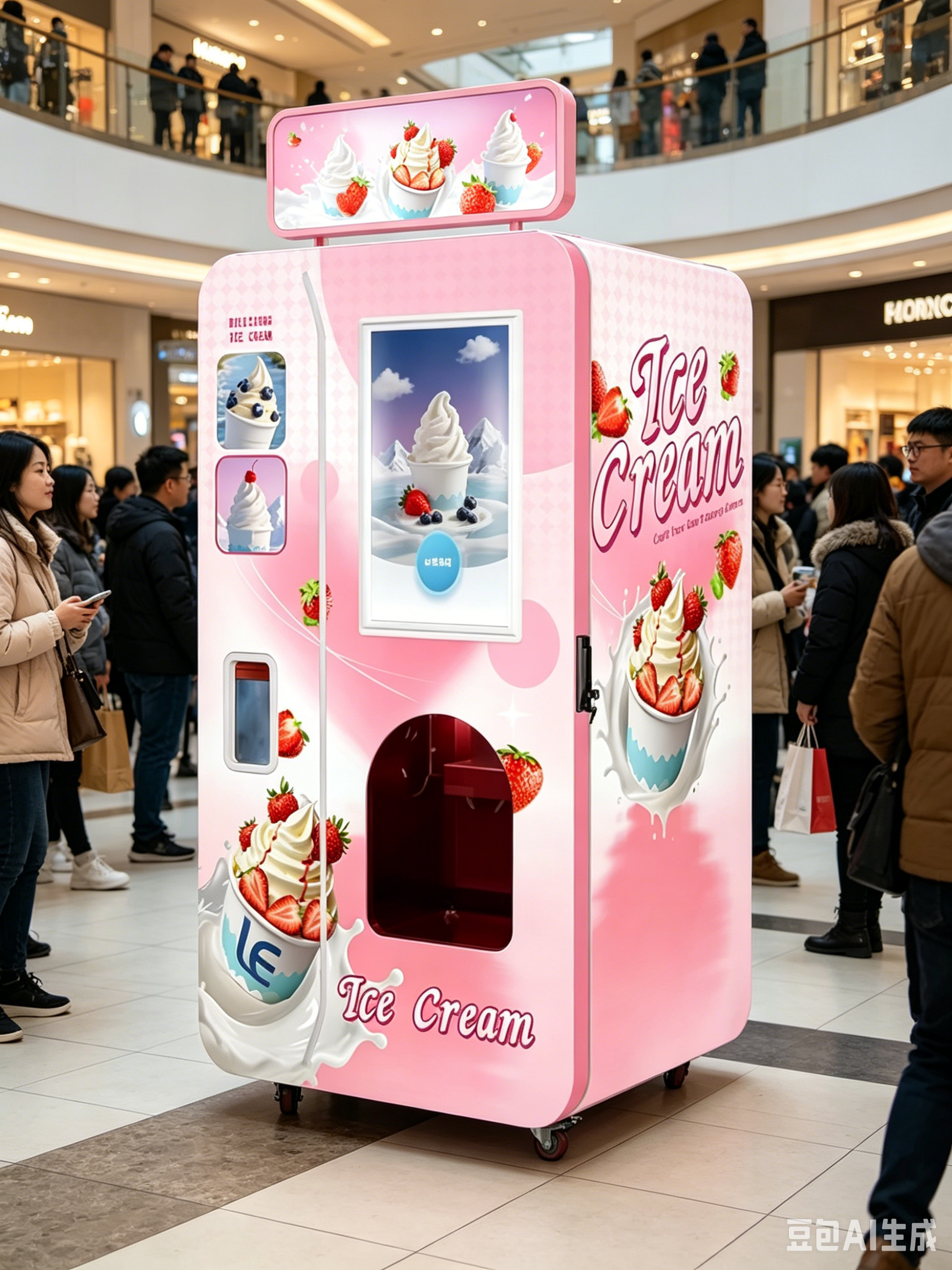 2026 Promotional Unmanned Smart Ice Cream Vending Equipment Auto Soft Serve Ice Cream Vending Machine