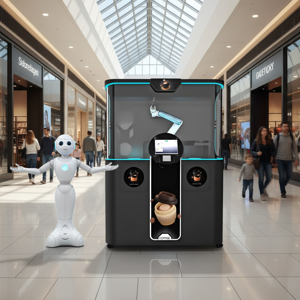 LE920A with MDB Protocol  Robot Barista Commercial Bean-to-Cup Coffee Vending Machine with   Fresh Milk Frothing