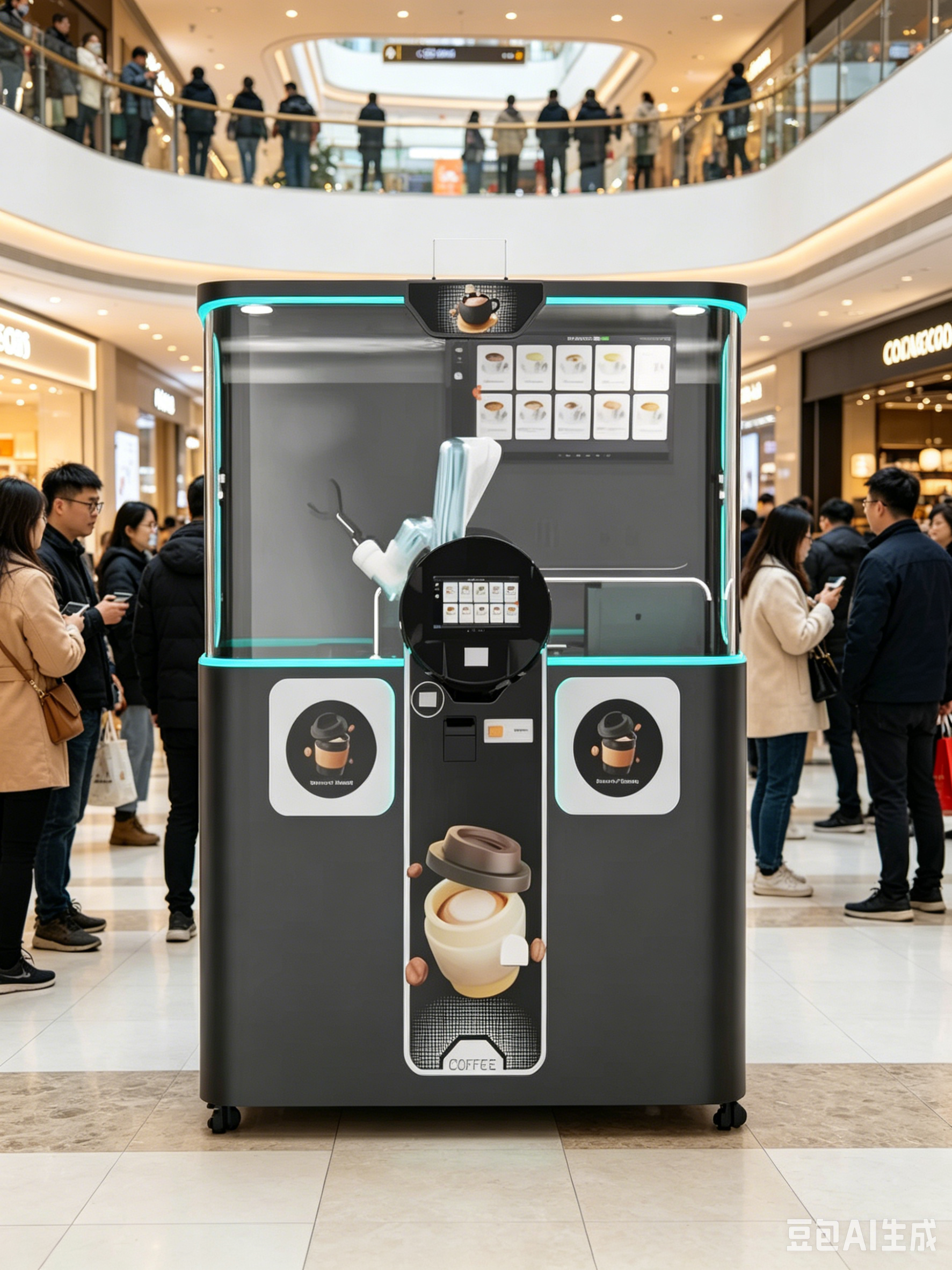 Commercial Robotic Arm Coffee Vending Equipment Full Auto Unattended Coffee Machine for Gas Station Unmanned Retail Store Office