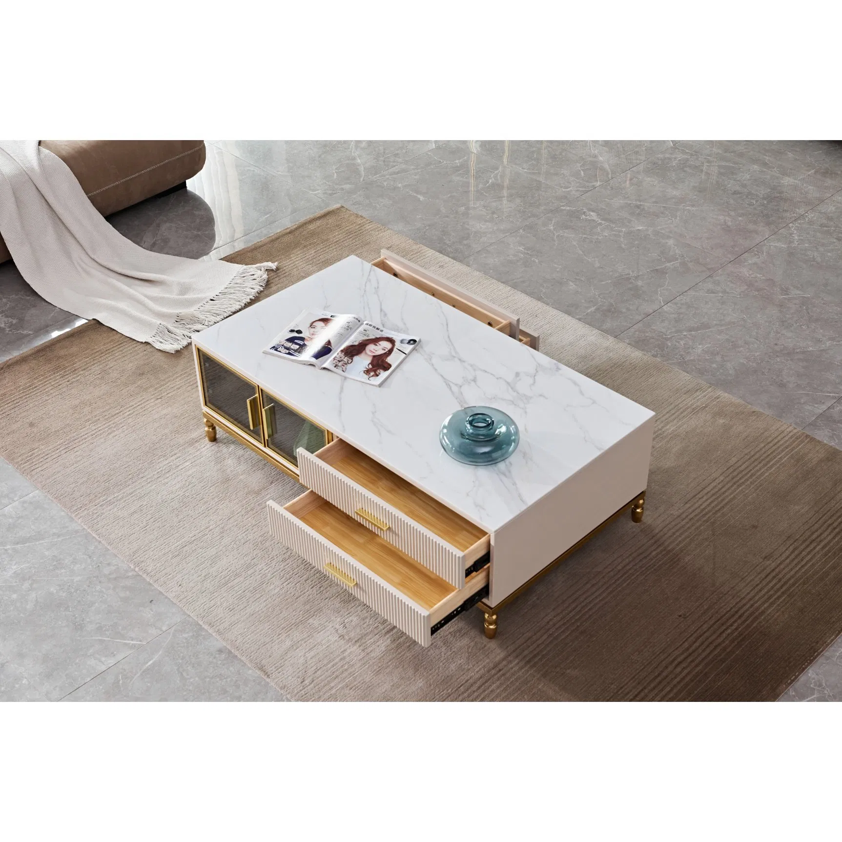 Factory Direct Luxury Unit Home Living Room Furniture Metal Coffee Table Modern TV Stand