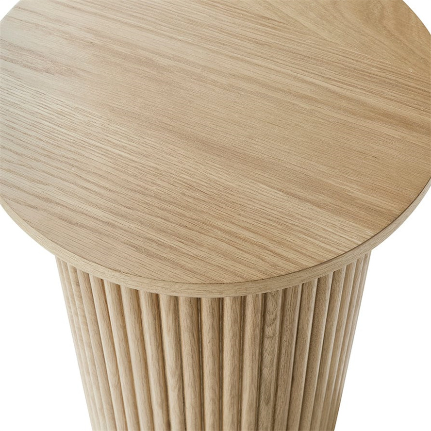 Modern Panelled Round Side Table, Living Room Circular Contemporary End Table, Smart Table