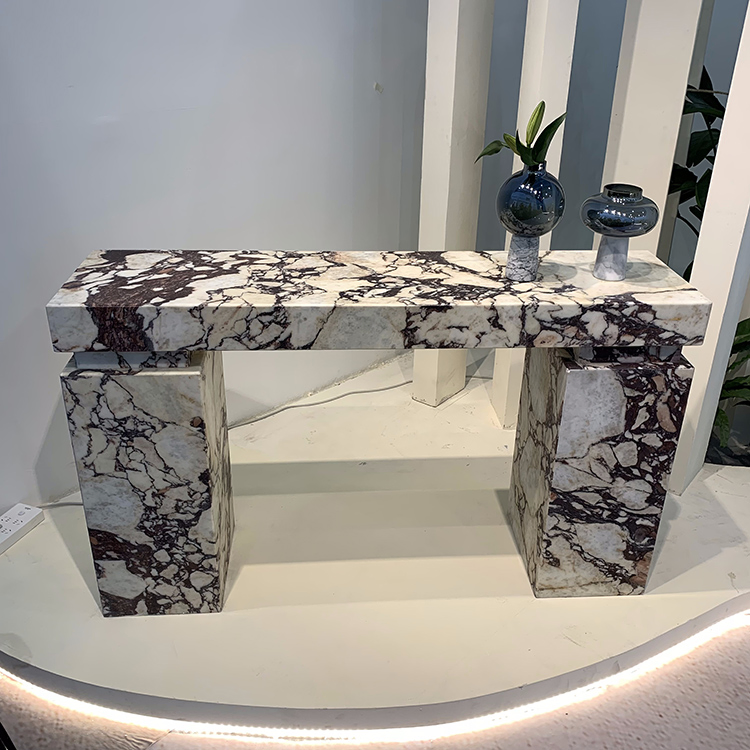Nordic Style Natural Stone Marble Entryway Console Table Home Furniture Italian Calacatta Viola Marble Console Table