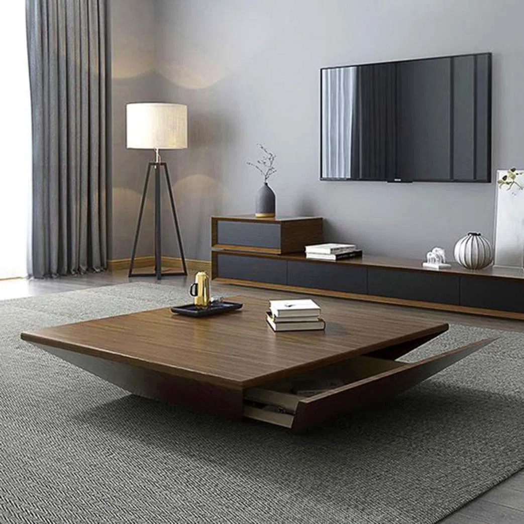 High-End Marble Rock Panel Table Top Simple Modern Living Room Furniture Waterproof Scratch Resistant Coffee Table with Drawer Coffee Table