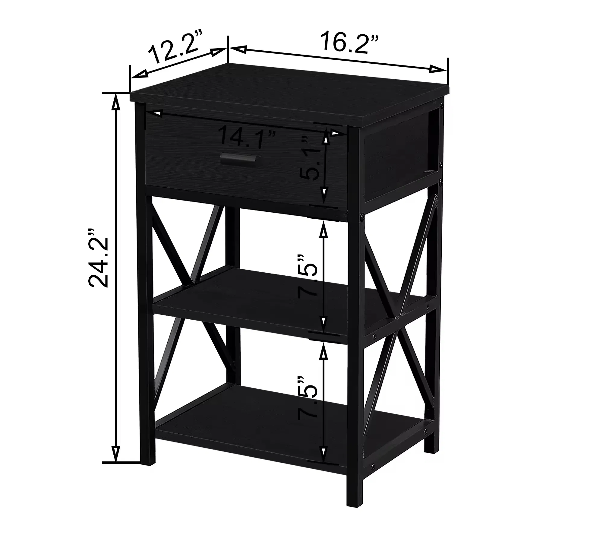 Modern Narrow Nightstand with Storage Shelf and Drawer - Bedroom Furniture