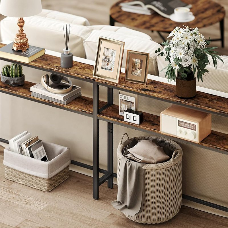 Narrow Sofa Side Table 2-Tier Entrance Table Narrow Console Table for Entryway Living Room Bedroom