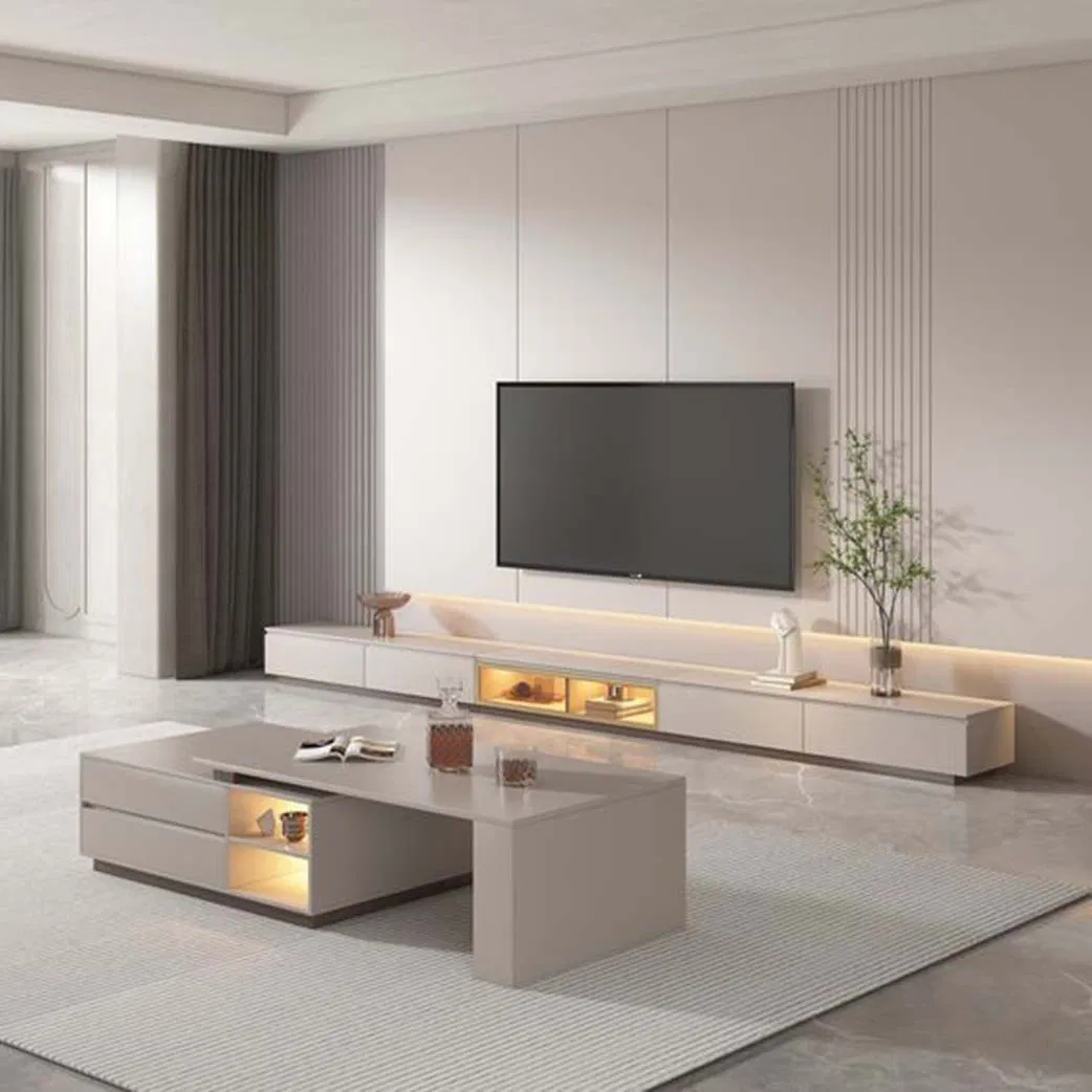 High-End Marble Rock Panel Table Top Simple Modern Living Room Furniture Waterproof Scratch Resistant Coffee Table with Drawer Coffee Table