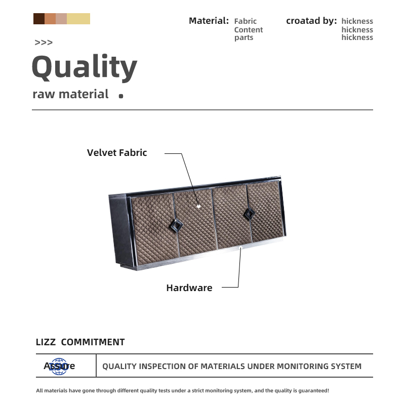 Luxurious High-End Modern Sideboard for Dining Room Cabinet Solid Wood with Velvet Upholstery and Marble Top Home Furniture