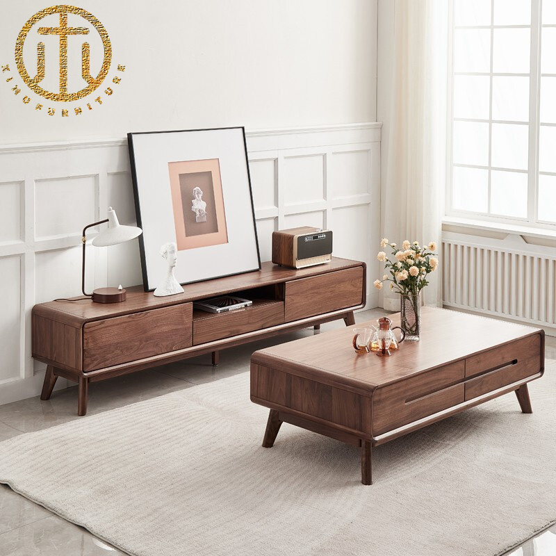 Nordic Light Luxury Floor Cabinet Modern Minimalist Living Room Solid Wood TV Stand