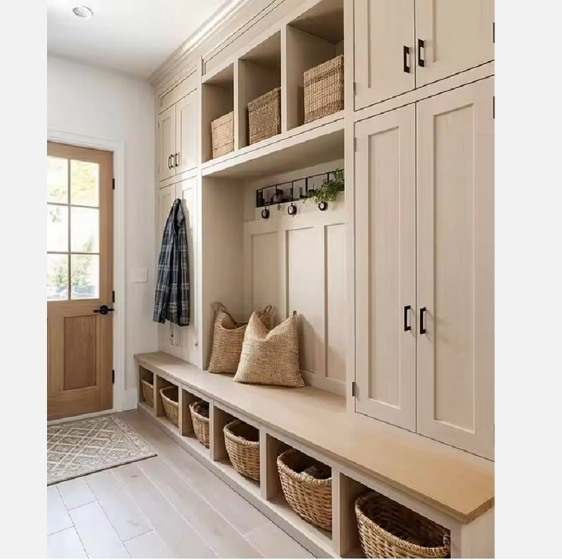 Shaker Cupboard Kitchen Wood Mudroom Bench Furniture Luxury Shoes Rack Pantry Interior Set Modern Doors Cabinets Design