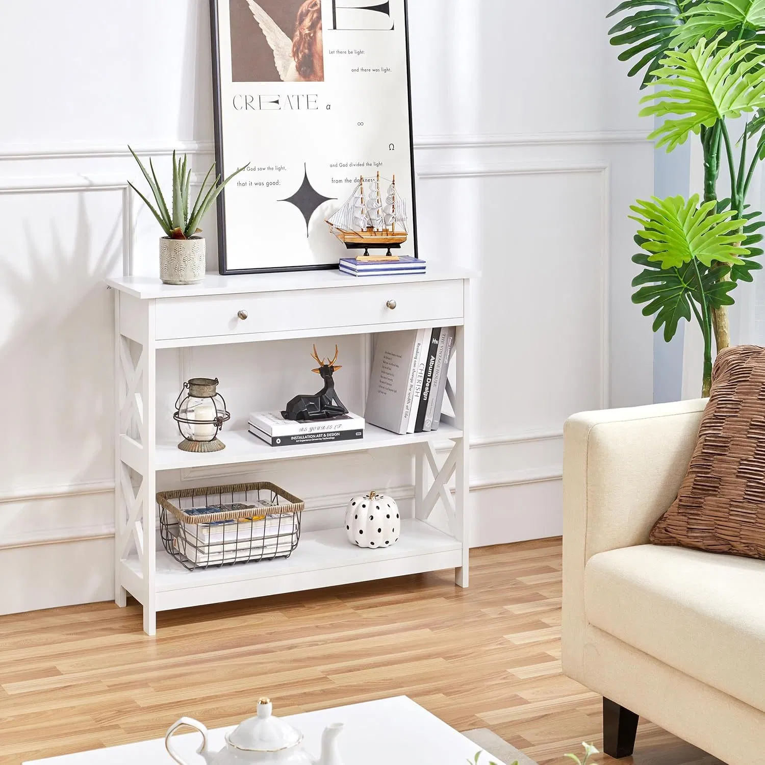 Entryway Living Room Storage Console Table for Small Apartments