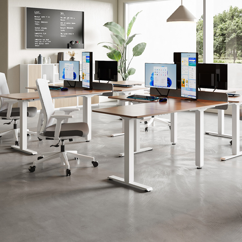 High Quality Modern L-Shaped Triple Motor Standing Desk Ergonomic Sit-Stand Desk for Workstation