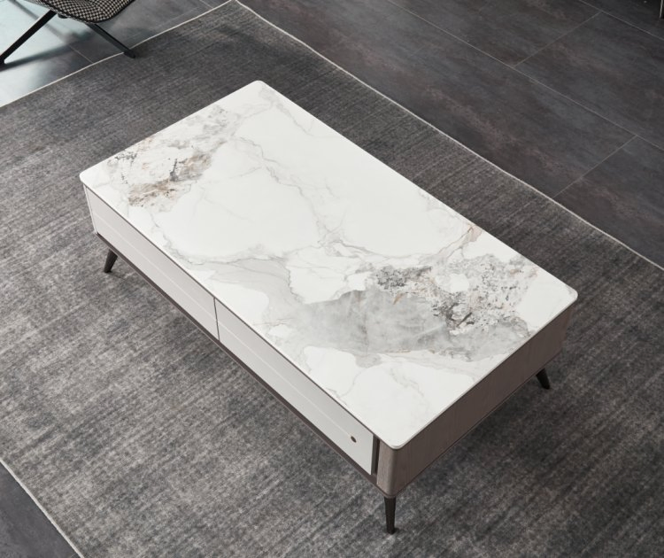 Luxury Living Room Gold Stainless Steel and Marble Rectangle Long TV Stand