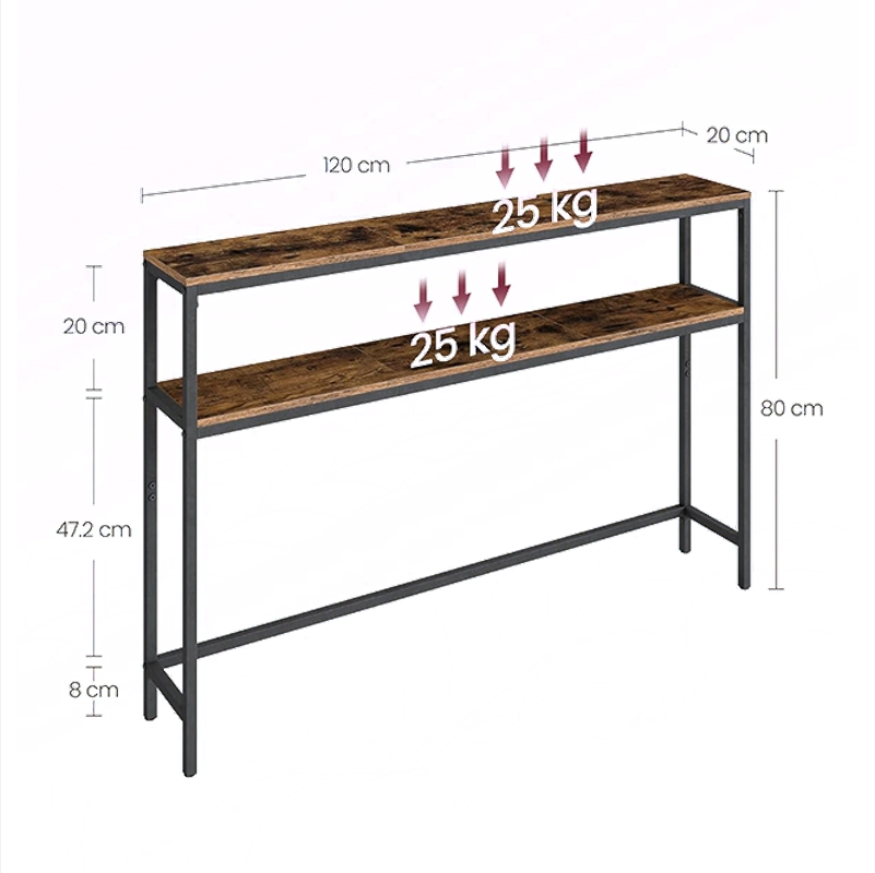 Narrow Sofa Side Table 2-Tier Entrance Table Narrow Console Table for Entryway Living Room Bedroom