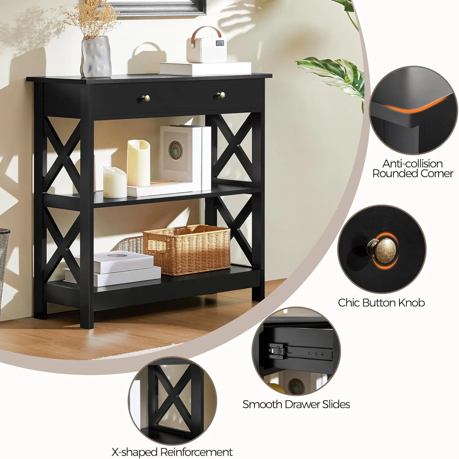 Entryway Living Room Storage Console Table for Small Apartments