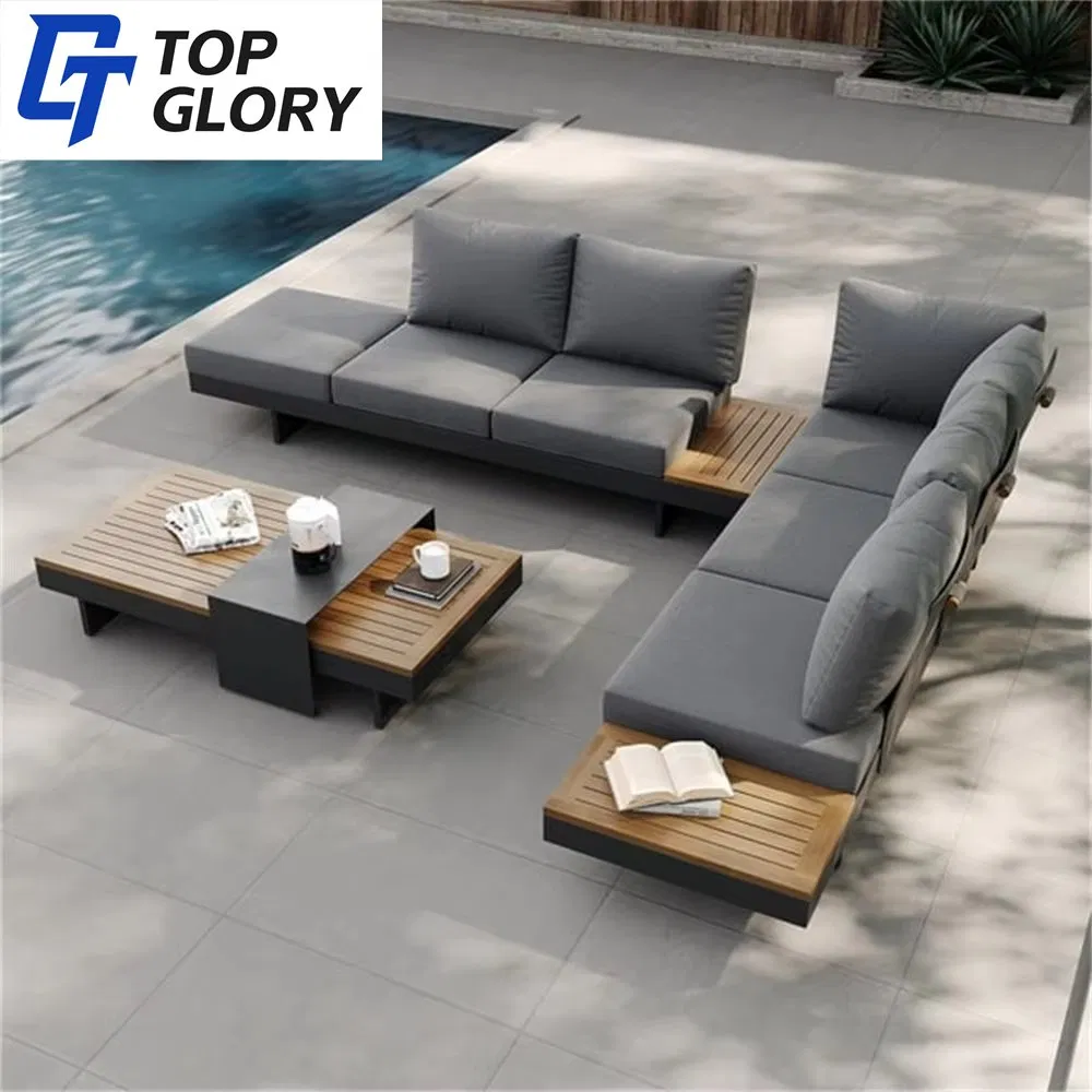 Tg Wholesale Luxury Modern Hotel Home Outdoor Patio Garden Living Room Sofas Furniture Aluminum Frame Sectional Corner Sofa