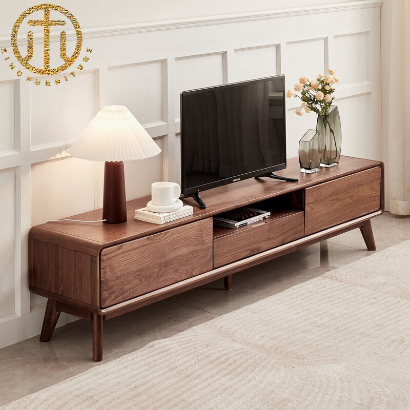 Nordic Light Luxury Floor Cabinet Modern Minimalist Living Room Solid Wood TV Stand