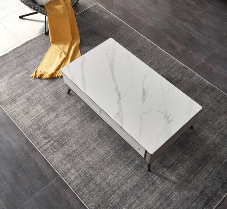 Luxury Living Room Gold Stainless Steel and Marble Rectangle Long TV Stand