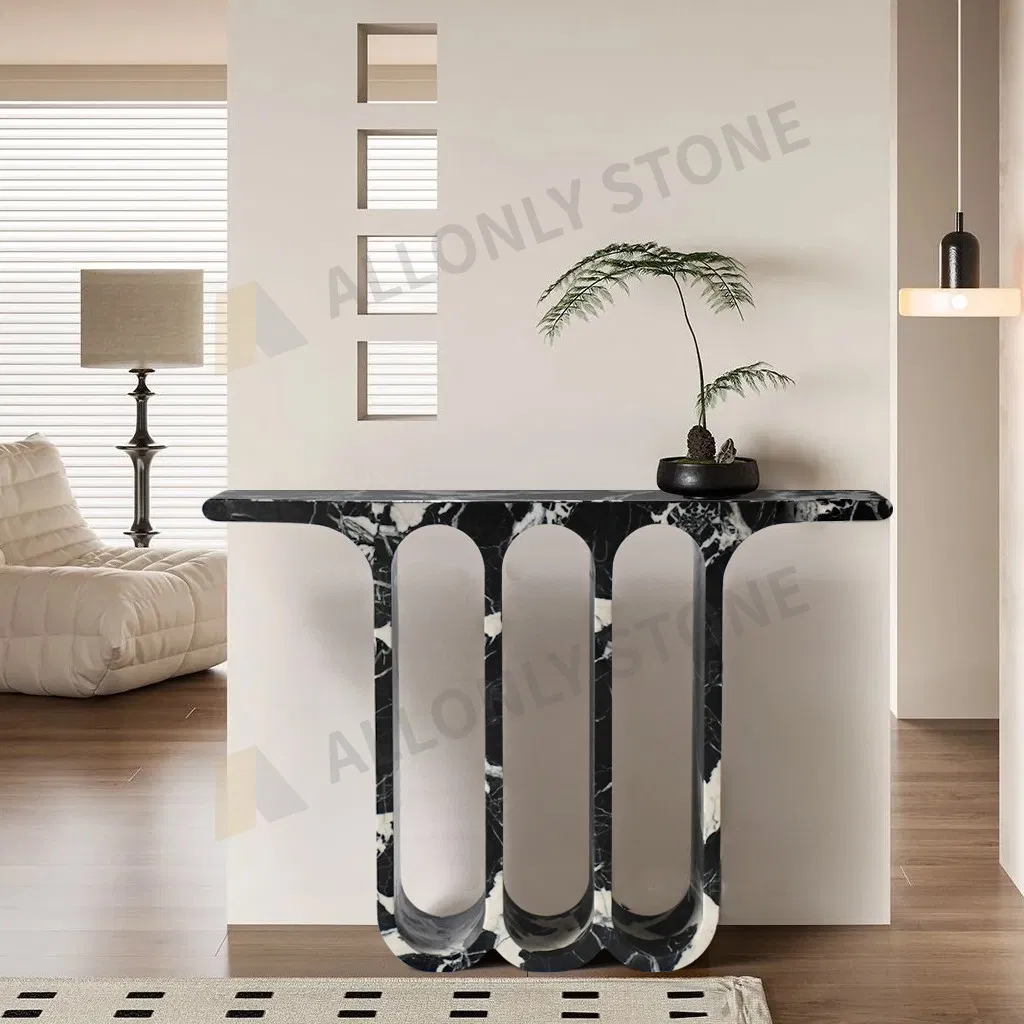 Living Room Furniture Marble Coffee Side Table Modern Design Entryway Grand Antique Black Marble Hallway Porch Luxury Napoleon Black Marble Console Table
