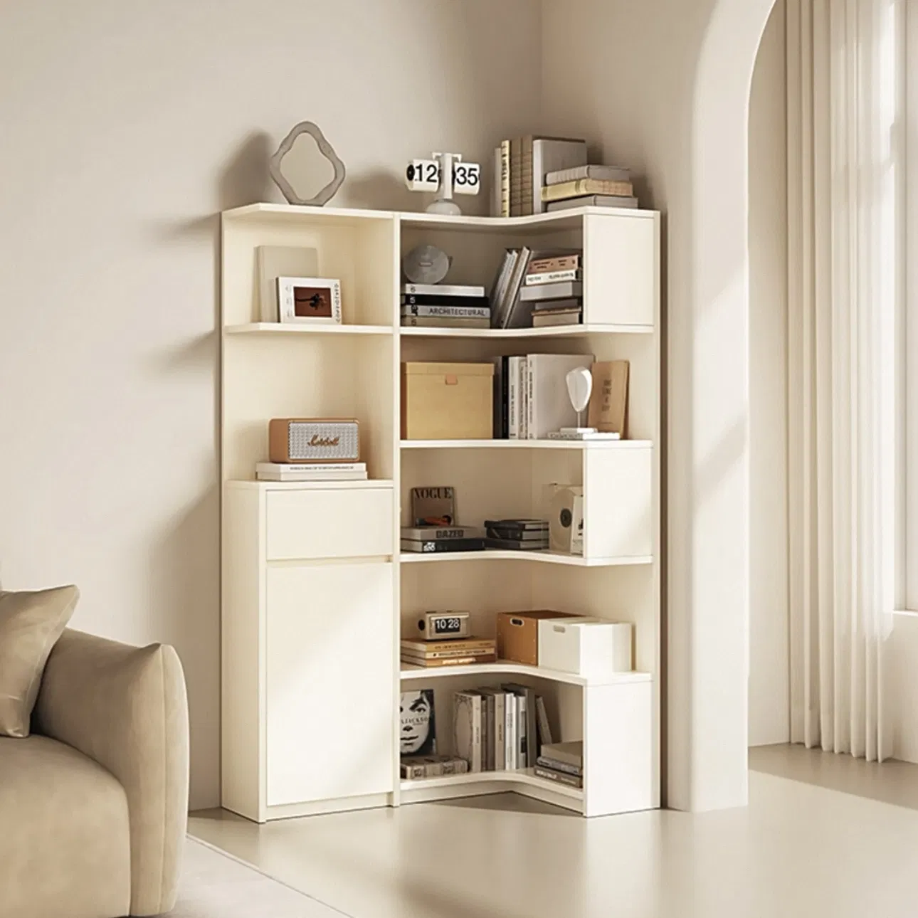 Elegant Solid Wood Corner Bookshelf for Modern Home Decor