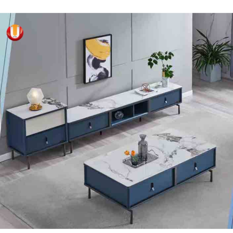 Modern Simple Family Small Luxury Marble Coffee Tea Table Home Hotel Living Room Table TV Stand