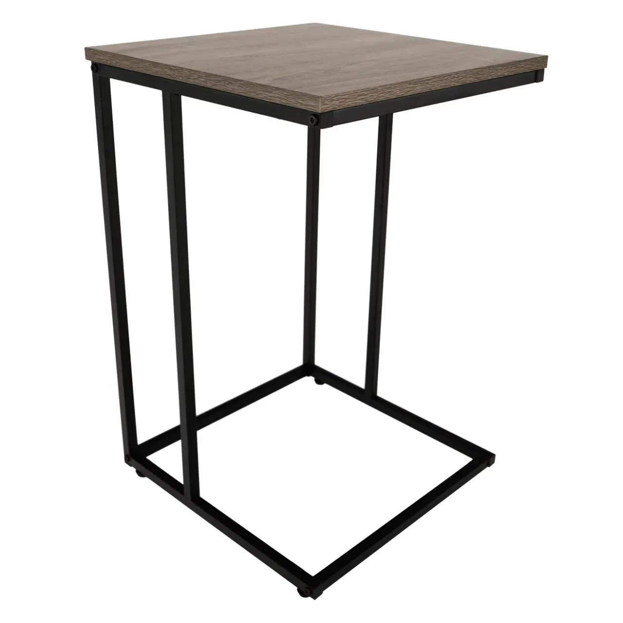 Modern Square C Shaped Coffee Side Table with Metal Frame for Home Living Room Sofa End Table Furniture