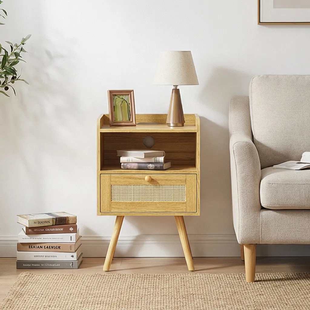 Modern MDF Nightstand with Stylish Storage and Elegant Design Minimalist MDF Nightstand for Bedroom with Versatile Functionality