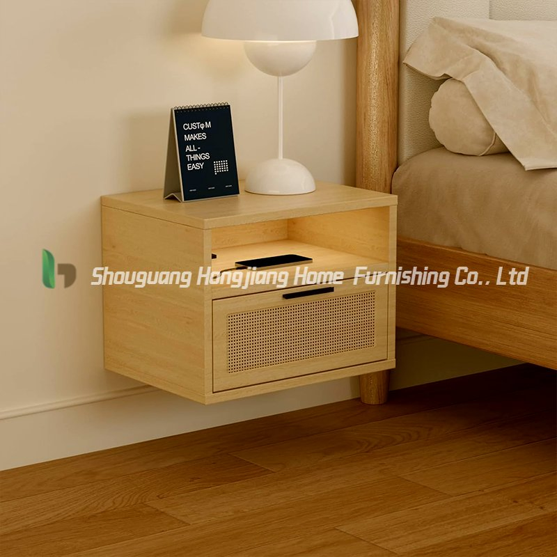 Floating Custom Color &amp; Style Minimalist Modern Wooden Nightstand for Bedroom