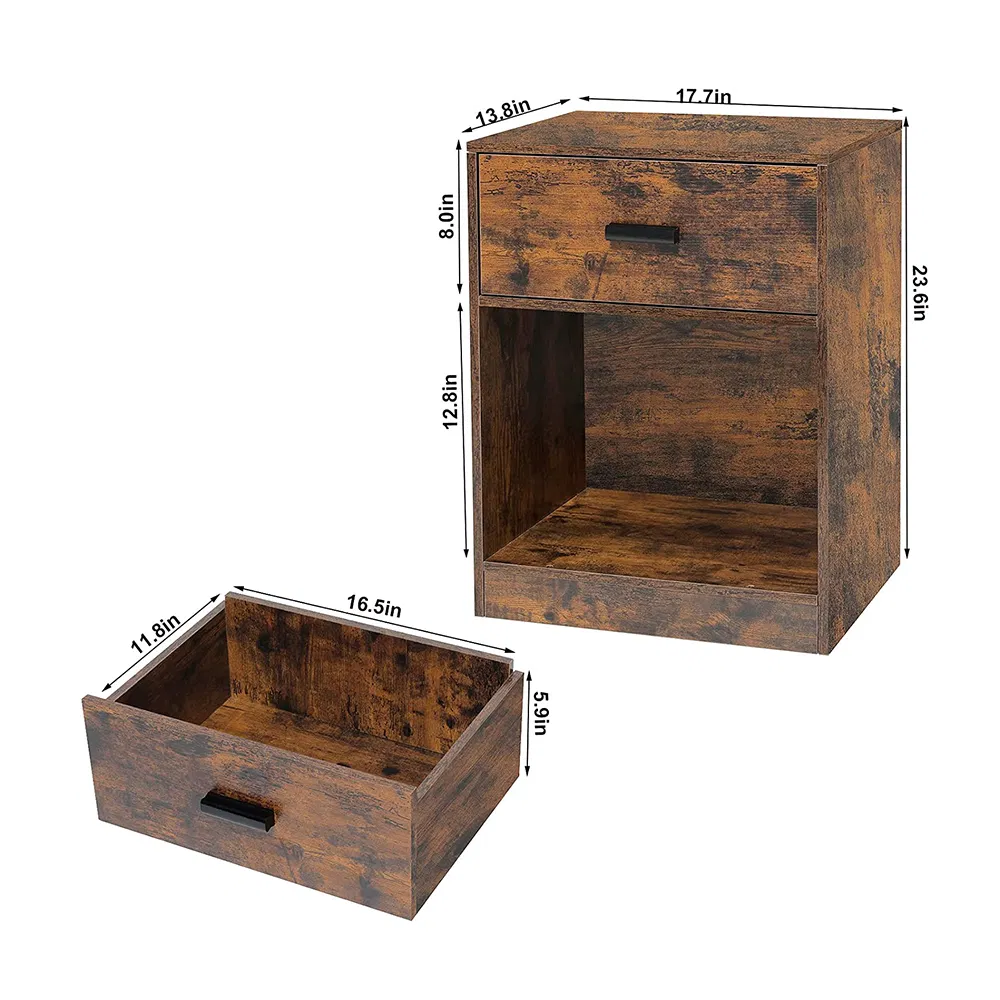 Minimalist Nightstand Wood Bedside Table for Modern Bedroom