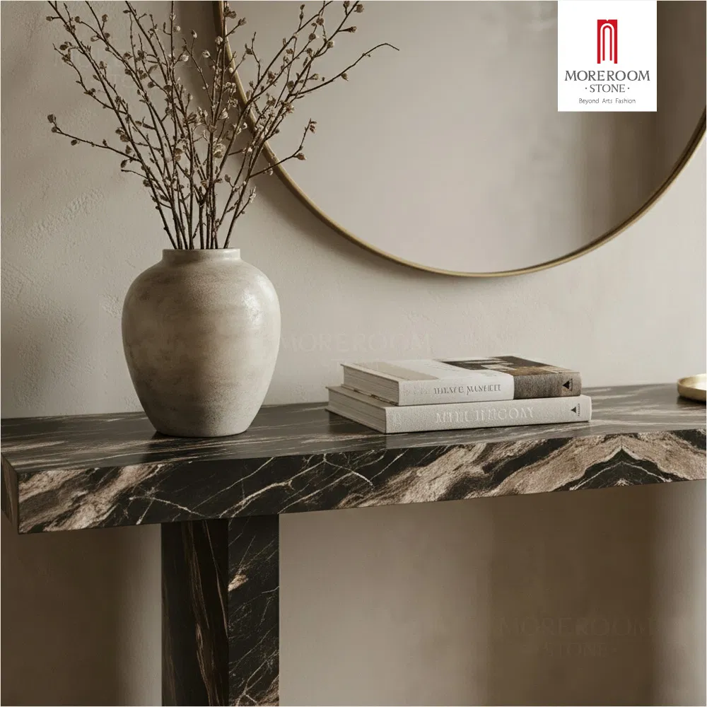 Modern Console Table Sintered Stone Top and Legs Entryway Table for Hallway