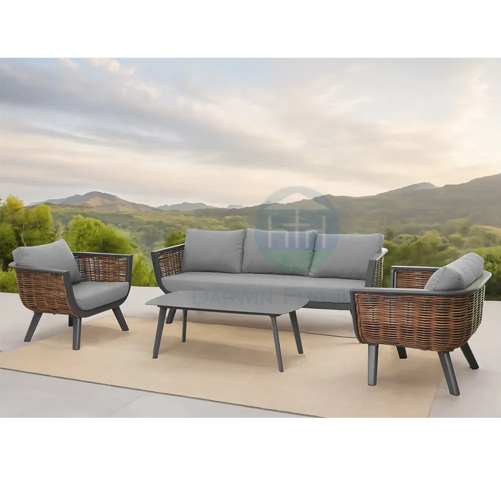 Wholesale Customization Patio Furniture Wicker Outdoor Garden Furniture Outdoor Aluminum Customizable Sectional Sofa