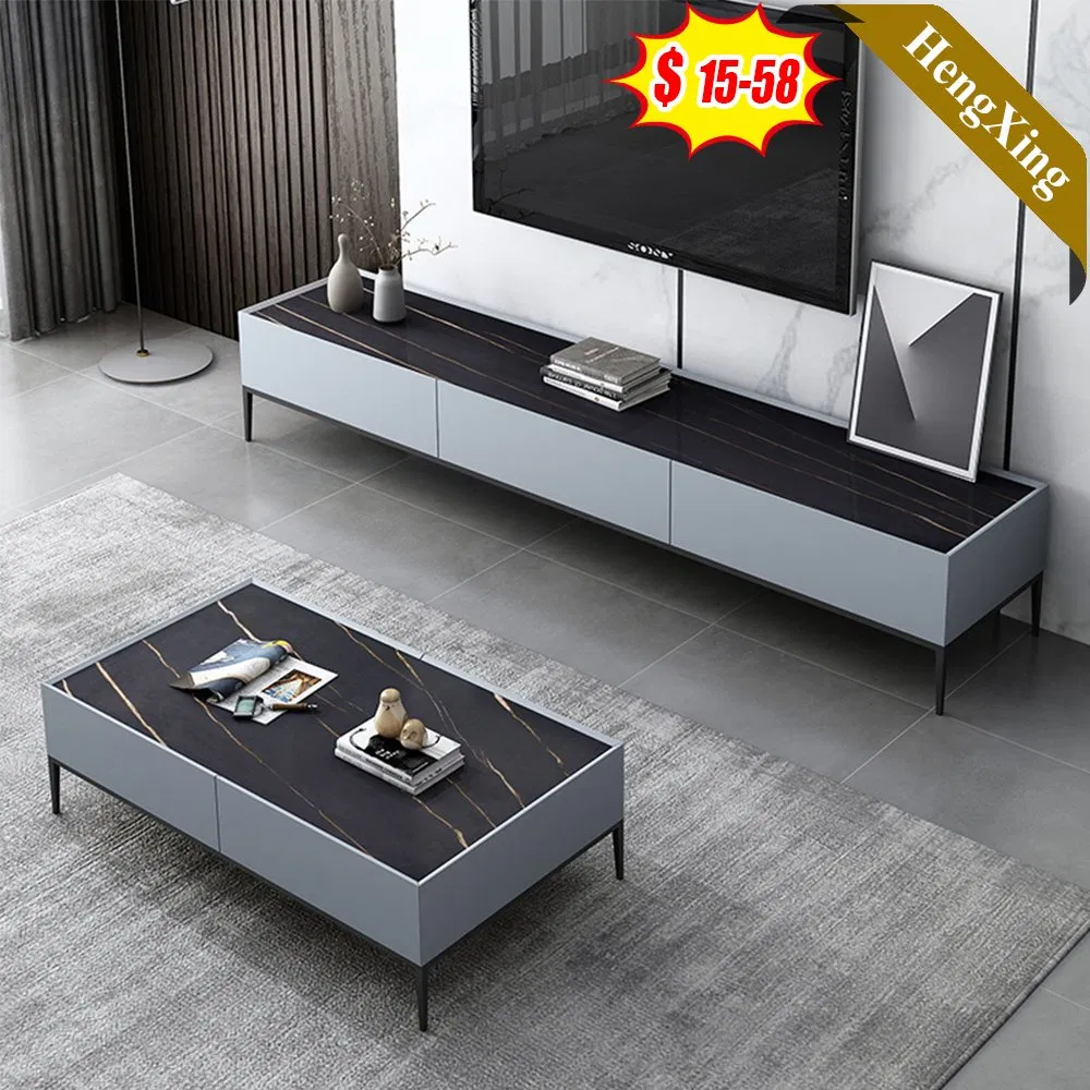 Home Furniture Melamine Wooden Living Room TV Stand Cabinet Glass Center Round End Table