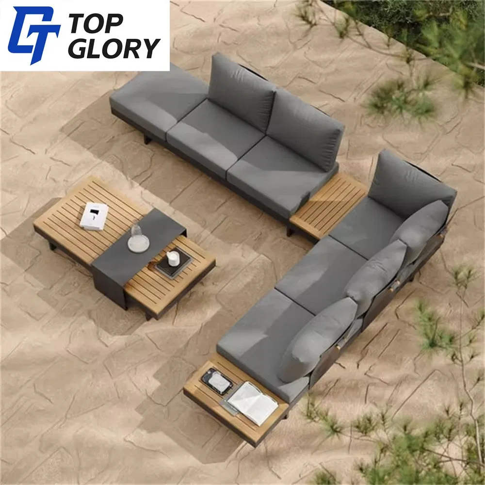 Tg Wholesale Luxury Modern Hotel Home Outdoor Patio Garden Living Room Sofas Furniture Aluminum Frame Sectional Corner Sofa