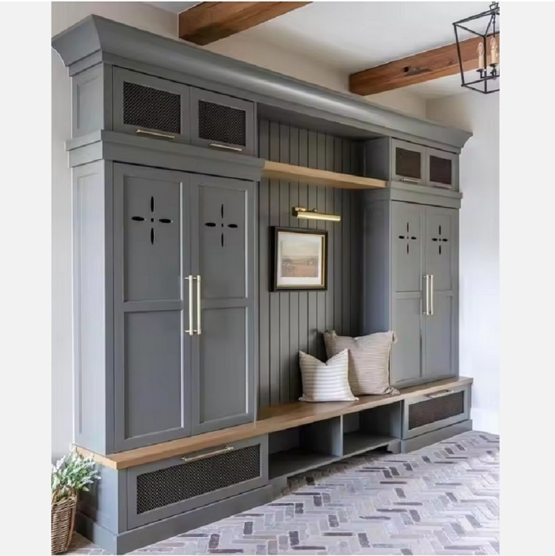 Shaker Cupboard Kitchen Wood Mudroom Bench Furniture Luxury Shoes Rack Pantry Interior Set Modern Doors Cabinets Design