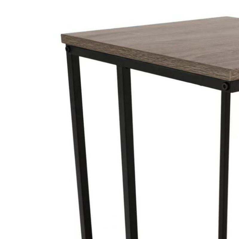 Modern Square C Shaped Coffee Side Table with Metal Frame for Home Living Room Sofa End Table Furniture