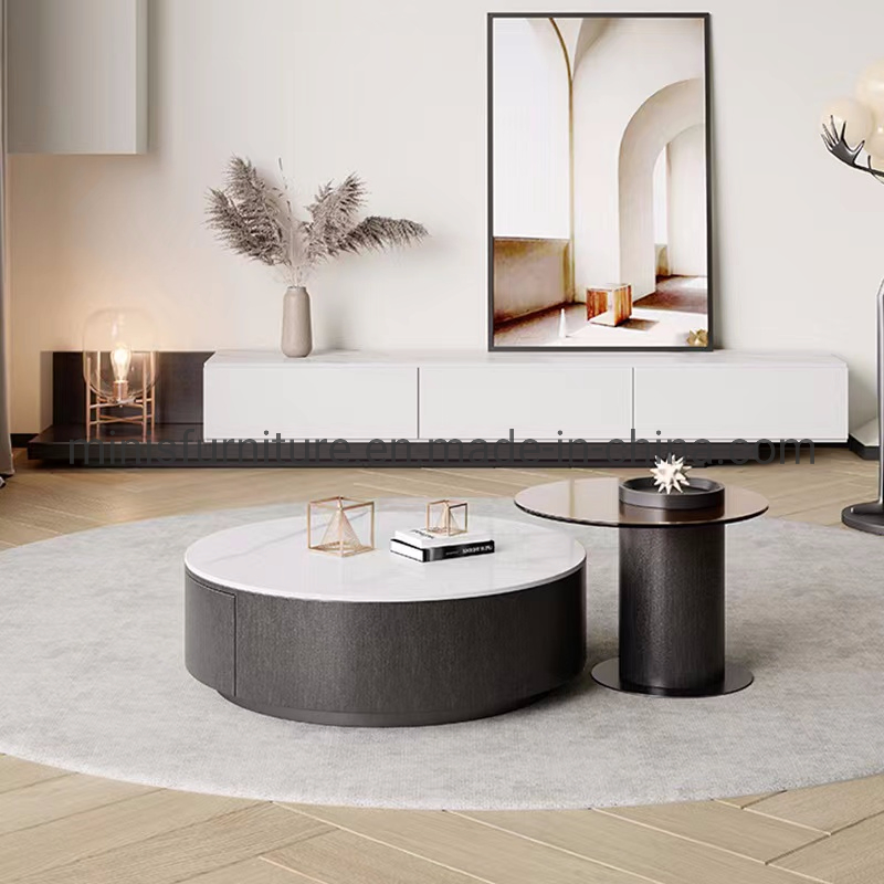 Home Living Room Floor Cabinet Furniture Marble Glass Brown LCD TV Stand