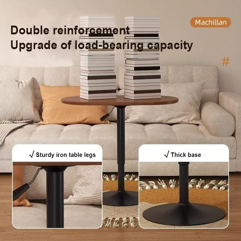 Pneumatic Gas Spring Lifting Table Living Room Laptop Coffee Tea Table Round Desktop Standing Desk Sofa Side Bedside Desk