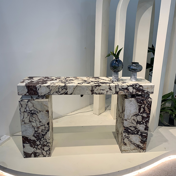 Nordic Style Natural Stone Marble Entryway Console Table Home Furniture Italian Calacatta Viola Marble Console Table