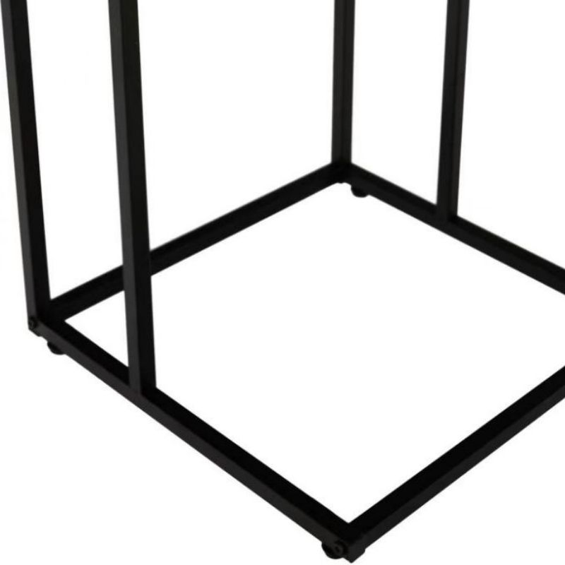 Modern Square C Shaped Coffee Side Table with Metal Frame for Home Living Room Sofa End Table Furniture