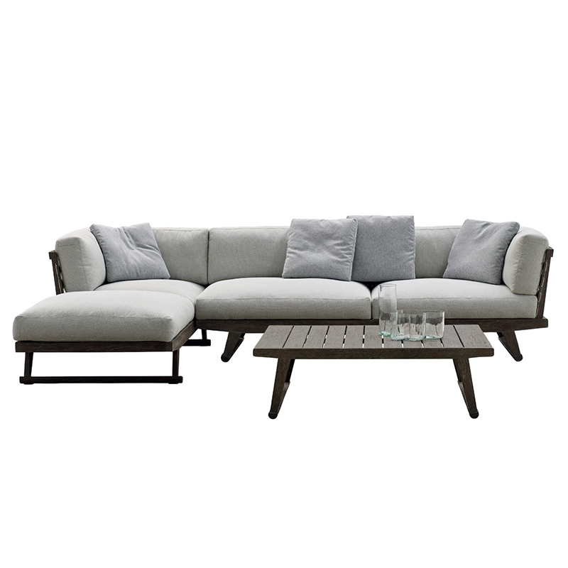 Nordic Style Teak Leisure Balcony Lounge Courtyard Living Room Sectional Furniture Outdoor Garden Patio Sofa