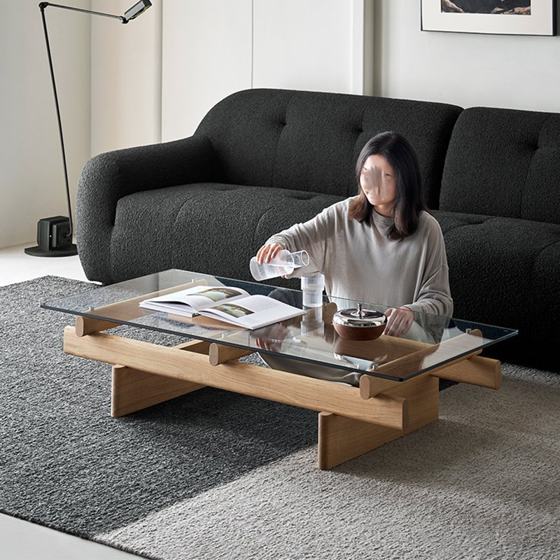 Foshan Furniture Designer Homestay Resort High-End Project Living Room Glass Coffee Table