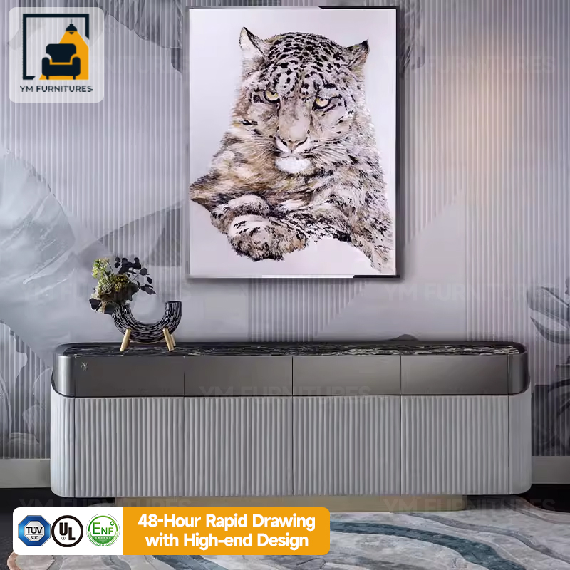 Modern Luxury Living Room Furniture Unit Marble Top Console TV Stands Cabinet