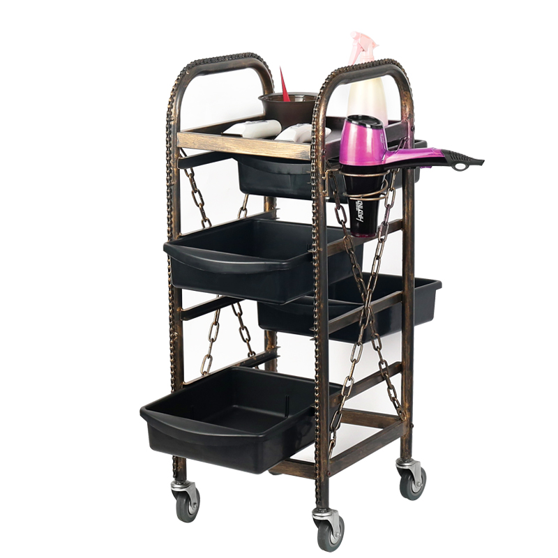 Stylish Rolling Bar Cart with Wine Rack and Glass Holder