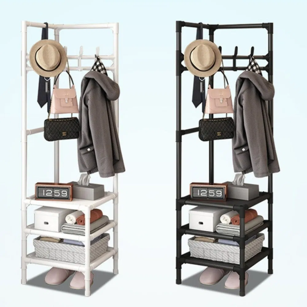 3-Tier Coat Rack with Clothing and Shoe Storage for Entryway Wyz28028
