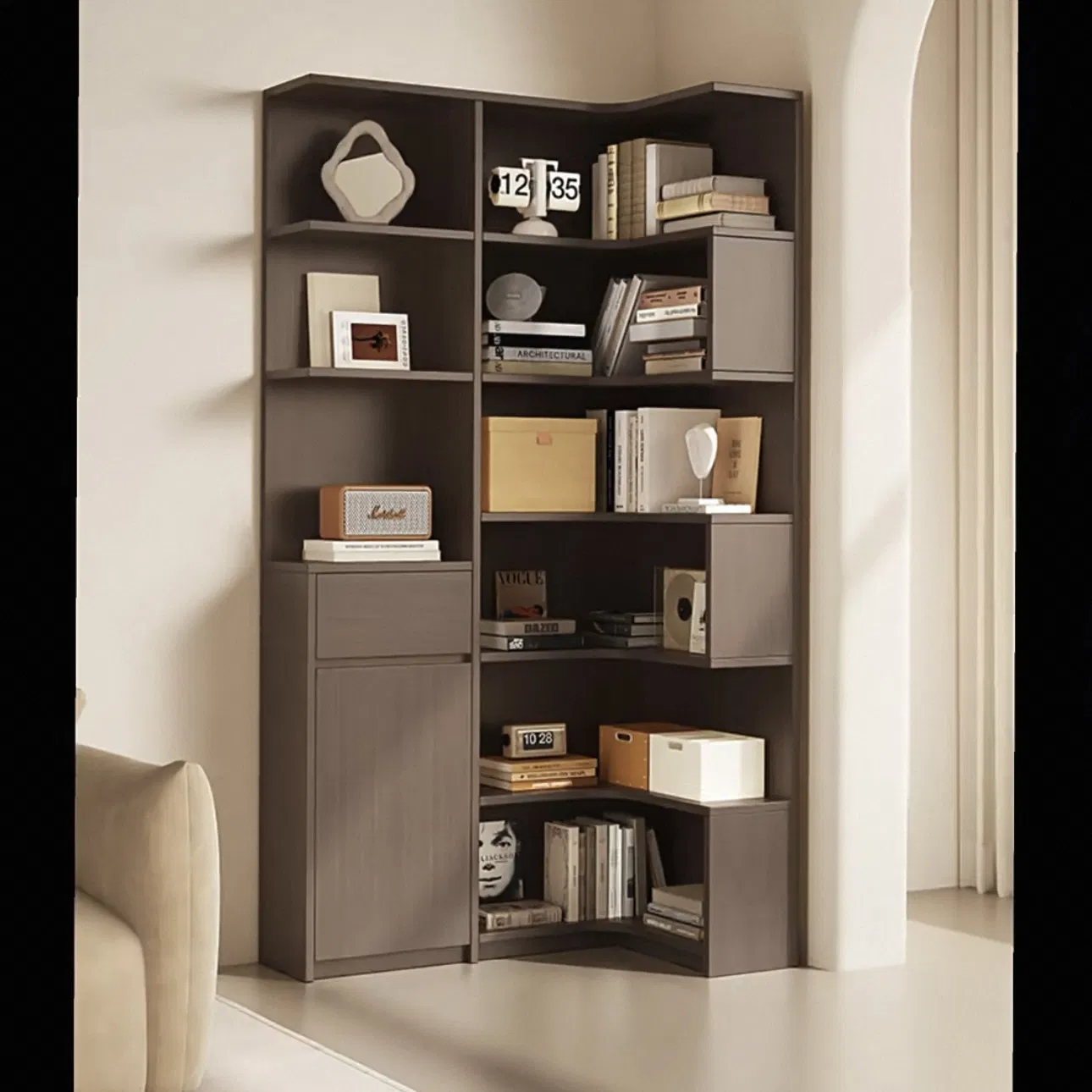 Elegant Solid Wood Corner Bookshelf for Modern Home Decor