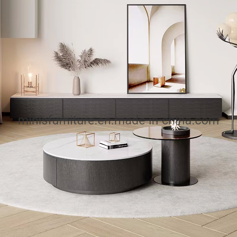 Home Living Room Floor Cabinet Furniture Marble Glass Brown LCD TV Stand