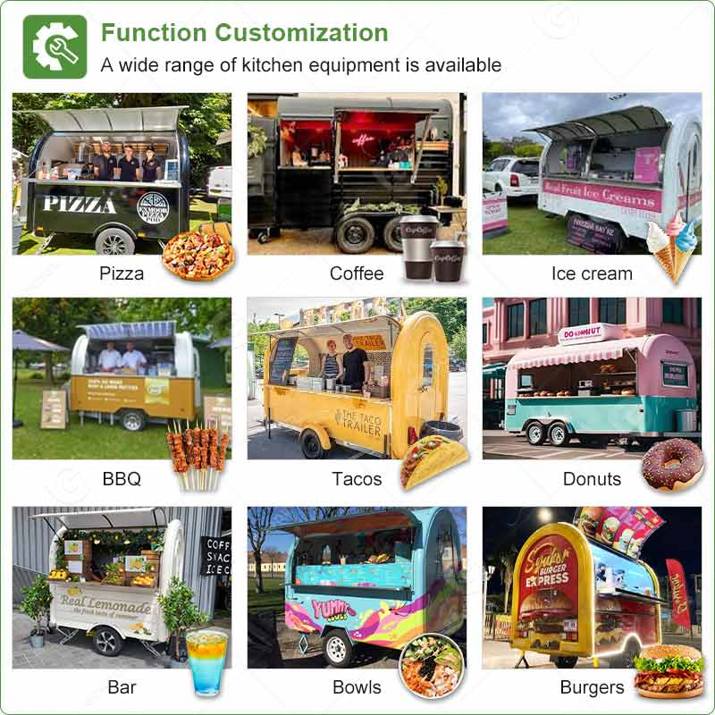 Fully Equipped Kitchen Carro De Comida Movil Car Mobile Bar Horse Coffee Food Trailer Juice Dessert Gelato Candy Cart
