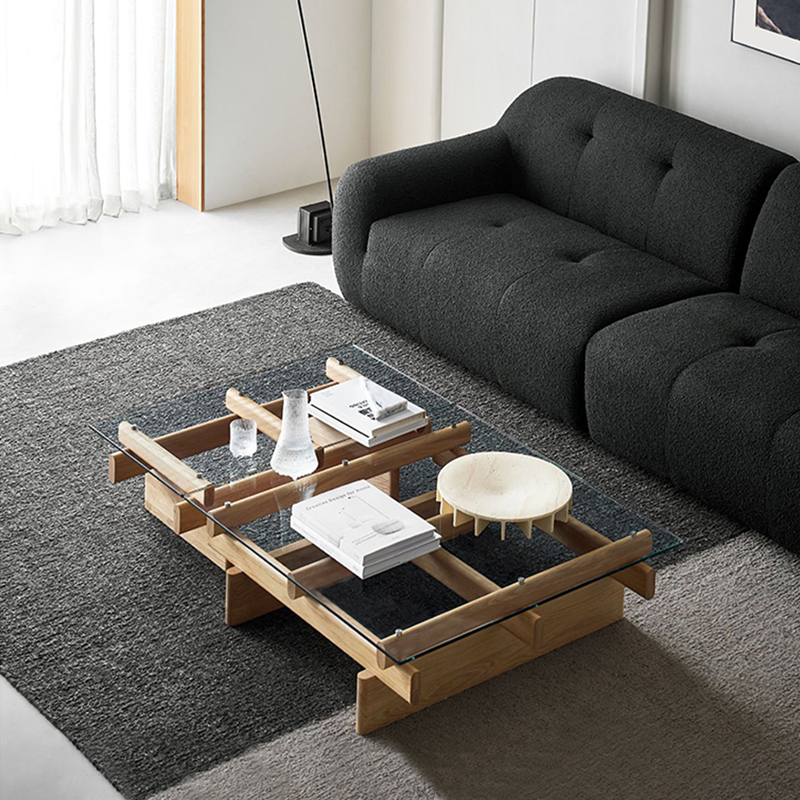 Foshan Furniture Designer Homestay Resort High-End Project Living Room Glass Coffee Table