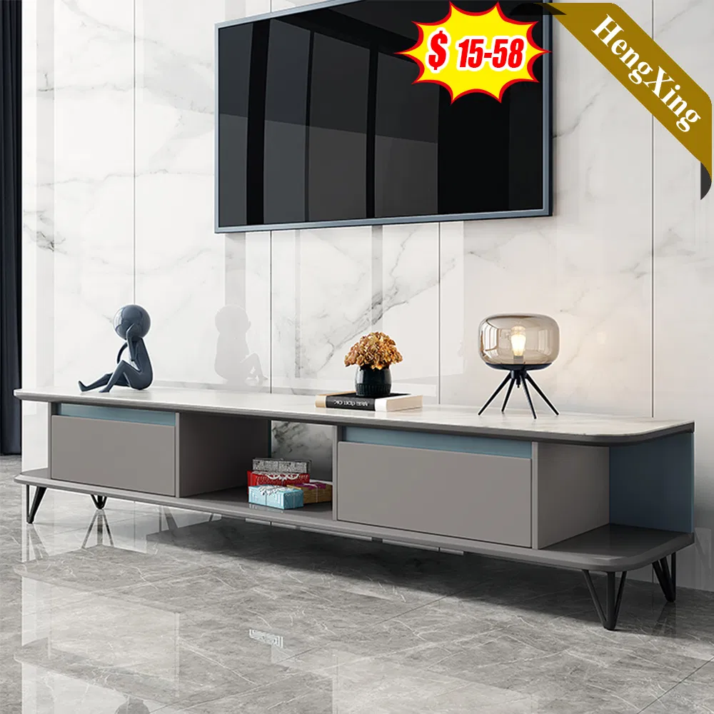 Home Furniture Melamine Wooden Living Room TV Stand Cabinet Glass Center Round End Table