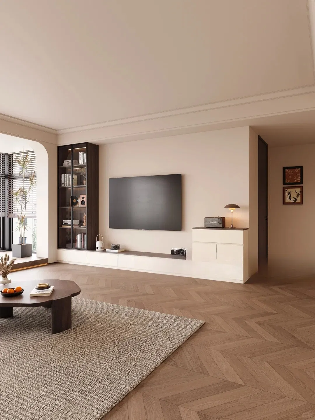 Stylish Modern TV Stand in Rich Walnut Finish for Living Rooms